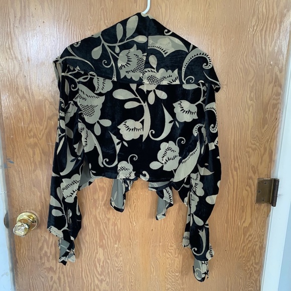 Vintage MATSUDA Japenese burnout velvet tie-front blouse, jacket - 1980s - Picture 6 of 7